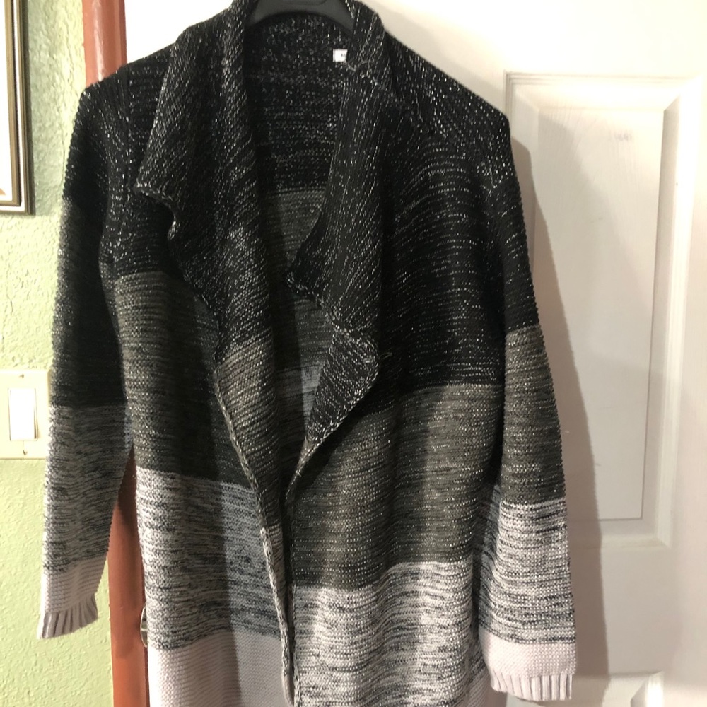 Black gray and white cardigan